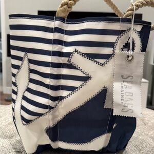 Seabags Maine Navy and White Anchor Tote